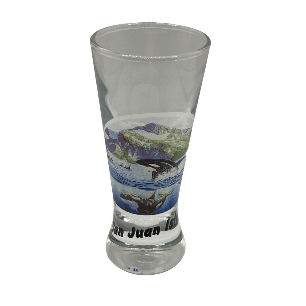 San Juan Islands Souvenir Shot Glass Sea Life Whales 1ounce